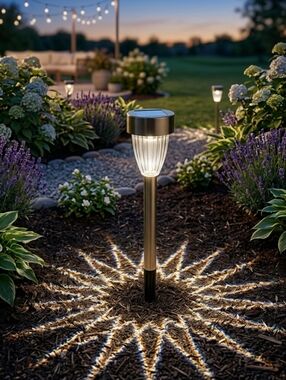 Boston Harbor Solar Stake Light  Stainless Steel Pathway Lighting NWT Set of 5